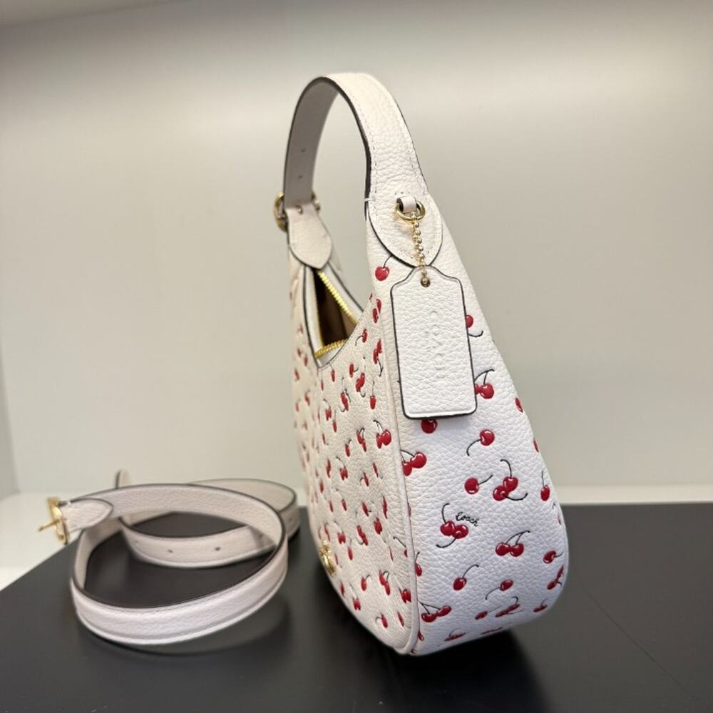 Coach Emily Shoulder Bag With Cherry Print CEN16 pebbled leather/Gold/Chalk Mult - Picture 2 of 5